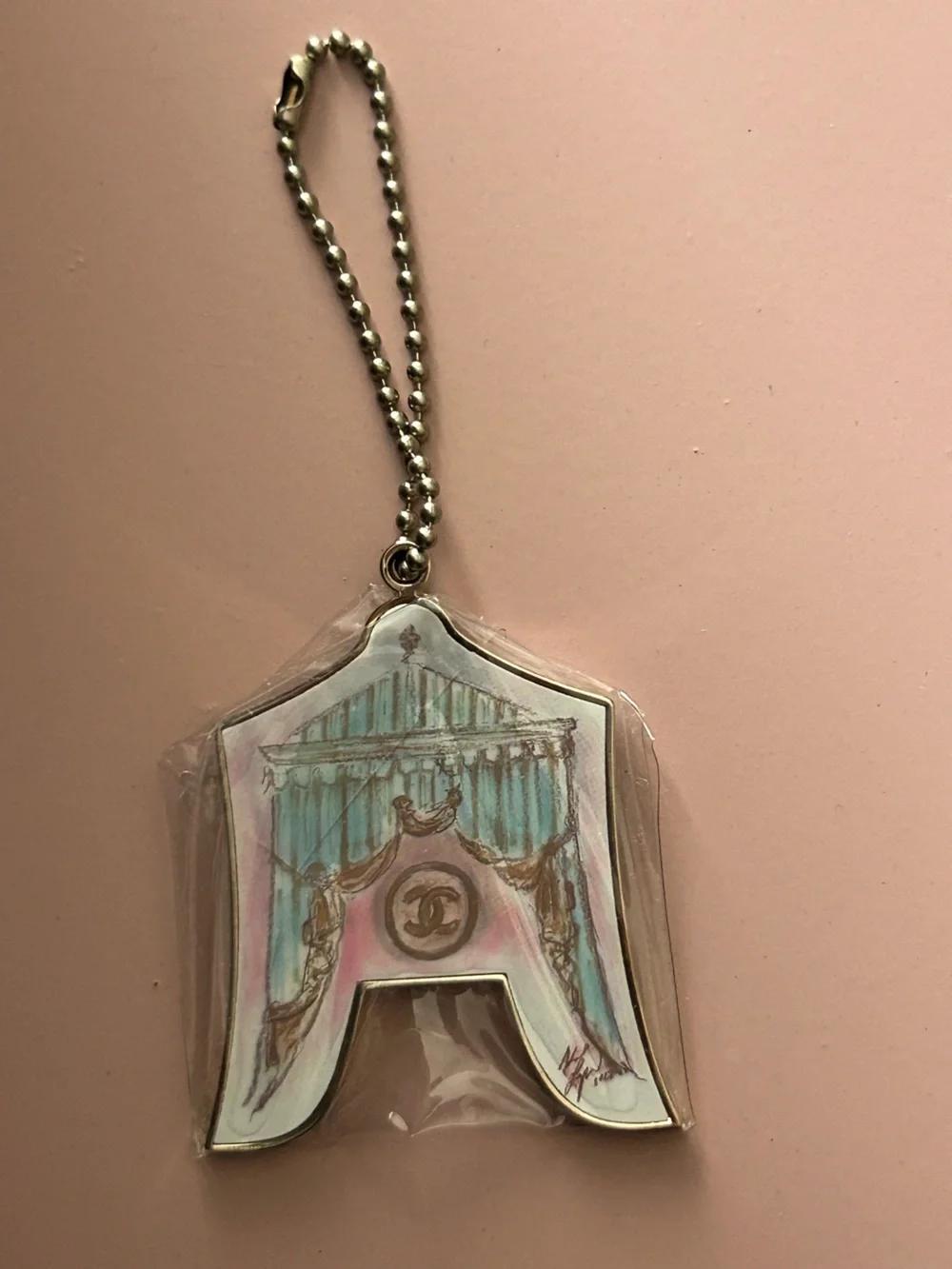 New Chanel Curtain Dog Tag Keychain